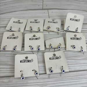 Silver Gold Tone Evil Eye Ear hook Earrings lot of 10